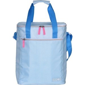 Hellblaue Kühltasche aus Polyester, 16L, mit Tragegriffen und Schultergurt.