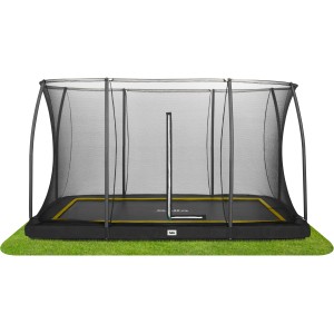 Schwarzes Salta Comfort Edition Bodentrampolin mit Sicherheitsnetz, 366x244 cm.