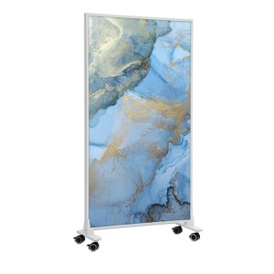 Mobile Könighaus Infrarotheizung Marmor 1000W mit blau-goldener Marmorierung.