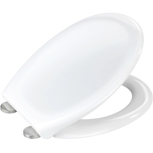 Weißer Wenko Premium WC-Sitz Ios mit Absenkautomatik und Edelstahl-Befestigung.