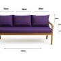 Violettes Setgarden Bankkissen für 3-Sitzer Gartenbank, bestehend aus Sitzkissen und 3 Rückenkissen.
