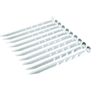 10 verzinkte, geschweifte Zeltheringe, 230 mm lang, für Camping und Outdoor.