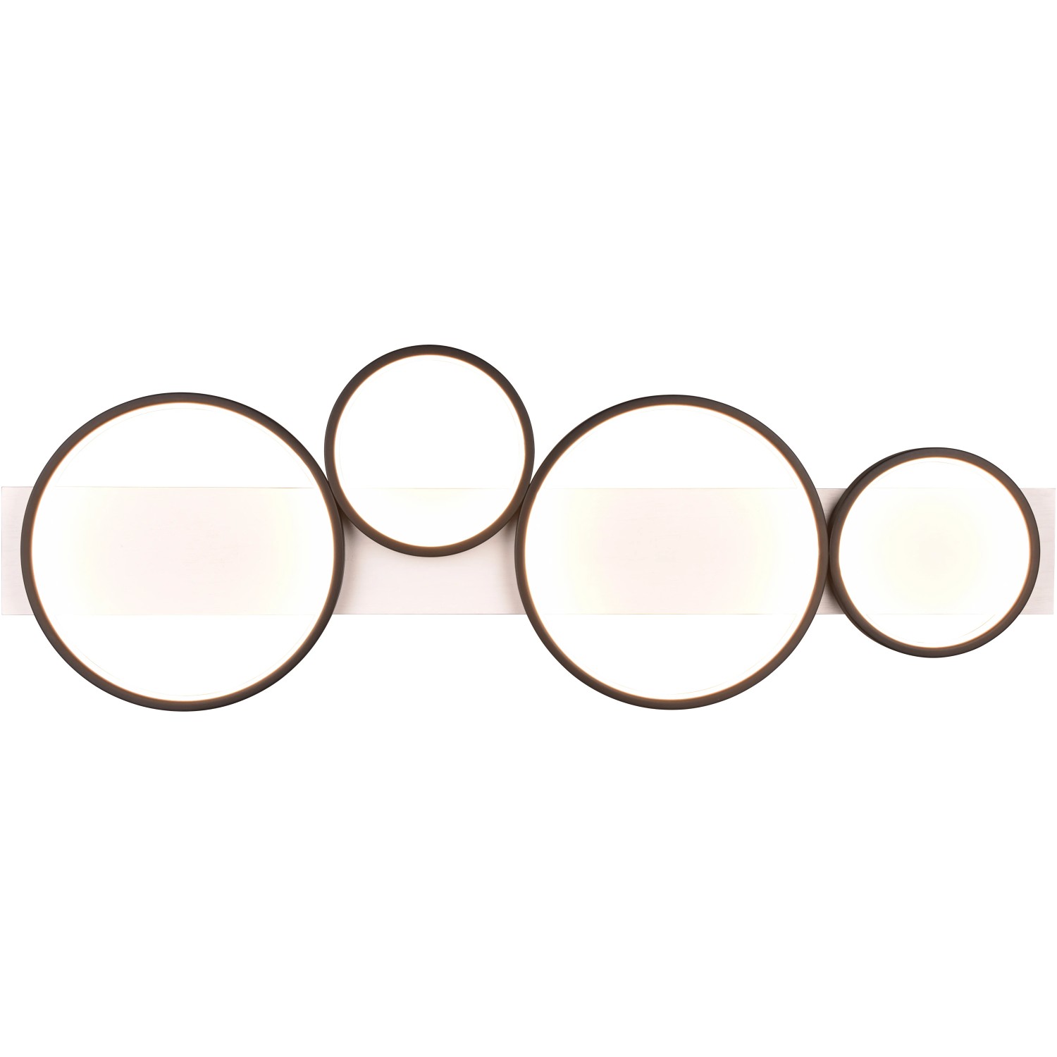 Moderne Trio LED Deckenleuchte Medera, schwarz matt, mit vier runden Leuchtflächen.