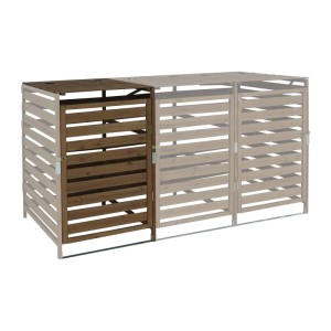 MCW Mülltonnenbox Erweiterung H62, dunkelbraun, 114x67x97cm, für Gartengeräte und Mülltonnen.