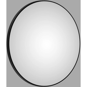 Runder DSK Design Wandspiegel Silver Globo, Ø 120 cm, mit mattschwarzem Rahmen.
