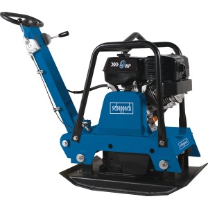 Scheppach Rüttelplatte HP3000s, reversierbar, 9PS. Baumaschine zur Bodenverdichtung, blau.