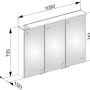 Technische Zeichnung: Keuco Royal L1 Spiegelschrank, silber-eloxiert, mit Maßen. Ideal für Bad & Badezimmer.