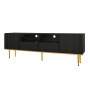 okwish TV Schrank mit Gold Füßen und Gold Rand für Wohnzimmer 165x36x55cm Schwarz