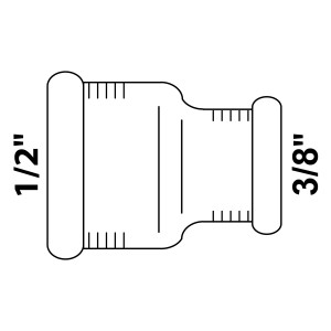 Kirchhoff Reduzier-Doppelmuffe, blank, 18,7 mm (1/2 IG) x 15 mm (3/8 IG) für Gewindefittings.