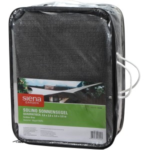 Siena Garden Sonnensegel Solino, grau, 360x360cm, verpackt. Quadratisches Sonnensegel für Garten und Terrasse.