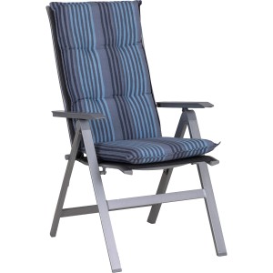 Beo Sitzauflage Hochlehner Tissa, 2er-Set blau-grau gestreift für Gartenstuhl.
