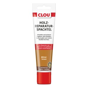 Tube Clou Holzreparatur-Spachtel, mittelbraun, zum Ausbessern von Holz im Innen- und Außenbereich.