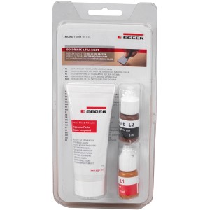 Egger Reparaturset Decor Mix & Fill für Laminat Hell: Tube, Farbpigmente L1 und L2.