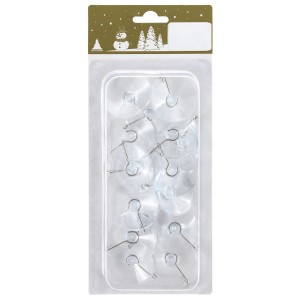 16 transparente Saugnäpfe (Ø 4,2 cm) mit Metallhaken für Weihnachtsdeko.