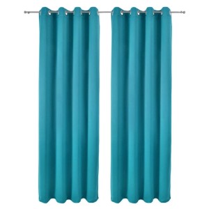 Türkise Beautissu Amelie Blackout Vorhänge (2er-Set, 140x245cm) mit Ösen für Fenstervorhänge.