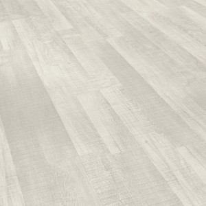 Parador Laminat Basic 200 Eiche Weiß, Schiffsboden Sägerau, helle Holzoptik für Wohn- und Gewerberäume.