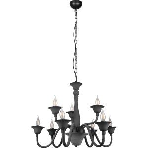 Anthrazitfarbene Trio Lüsterkrone Elsa mit neun E14 Fassungen. Elegante Deckenleuchte für Wohn- und Schlafzimmer.