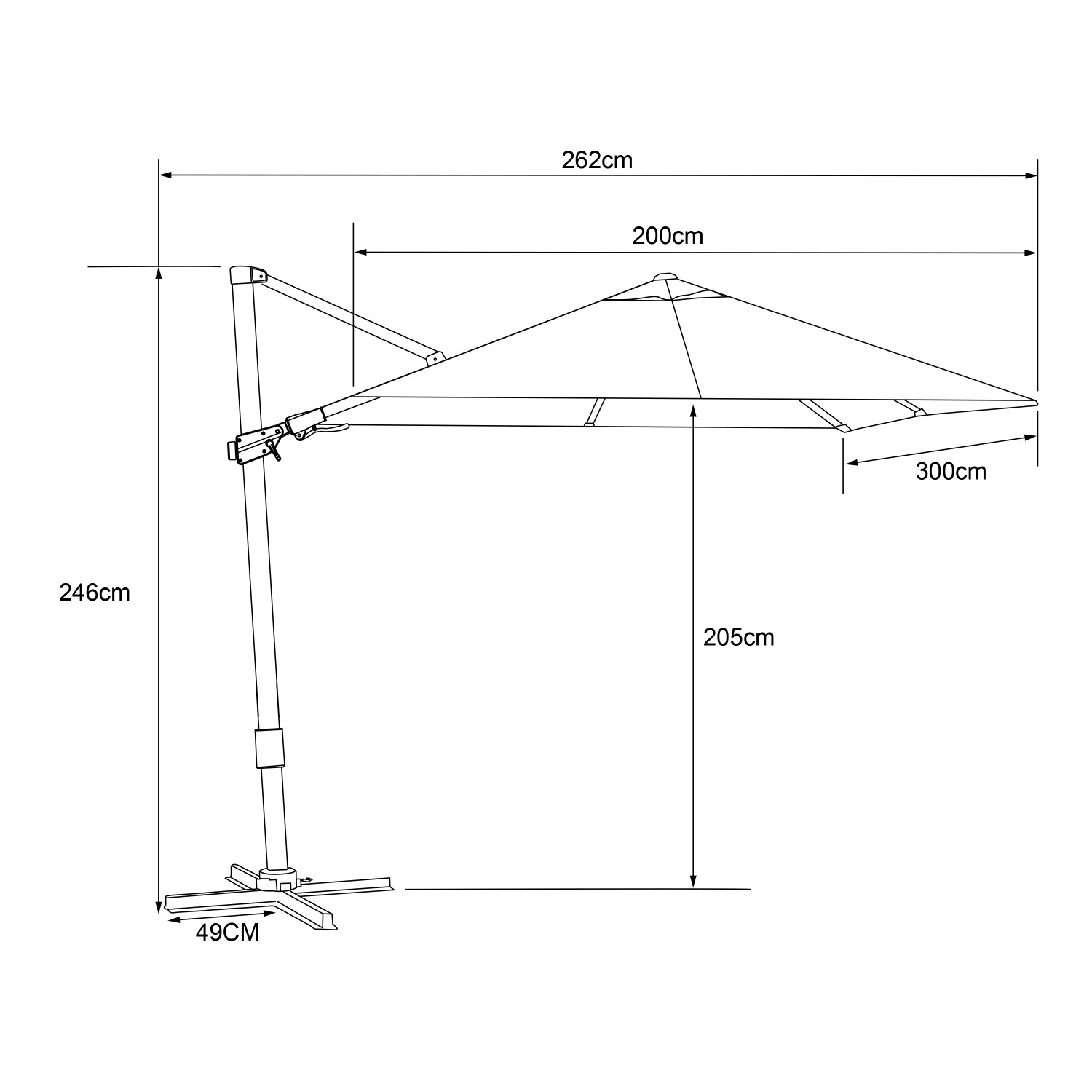 Axi Ampelschirm Milad Premium 200 cm x 300 cm Anthrazit/Beige kaufen