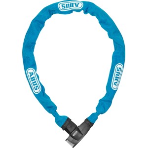 Blaues Abus Kettenschloss CH Lock 5405 mit Textilschlauch für Fahrräder.