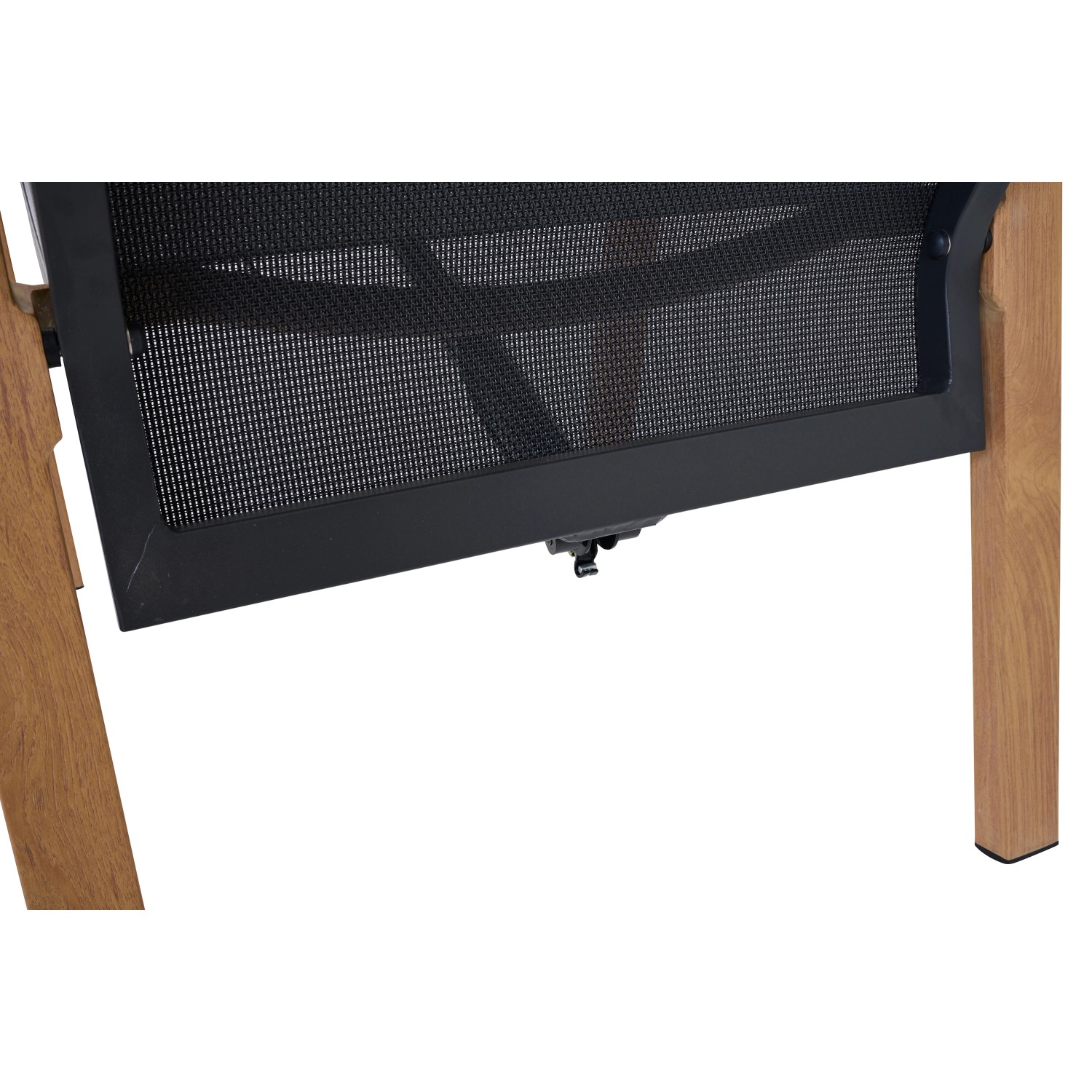 Detailaufnahme: Siena Garden Dining Sessel Move Catania, schwarz-braun, mit verstellbarer Rückenlehne.