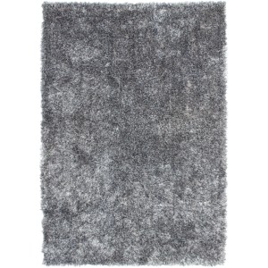 Grau-weißer Hochflorteppich Dallas (200x290 cm) aus Polyester, handgefertigt für ein gemütliches Ambiente.