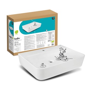 baliv Wand- & Aufsatzwaschtisch Rockport, 60 cm, weiß, mit Hahnloch, ohne Überlauf, Keramik Waschbecken