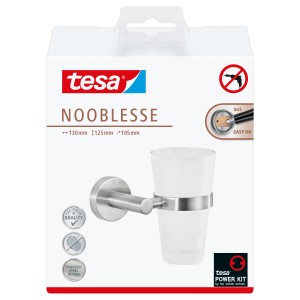 Tesa Nooblesse Zahnputzbecher in Edelstahloptik zur Wandmontage ohne Bohren.