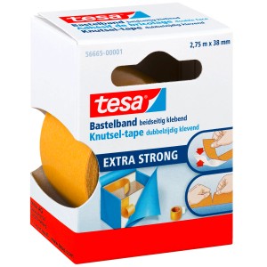 Tesa Bastelband Extra Strong, 2,75 m x 38 mm, doppelseitiges Klebeband im Spender.