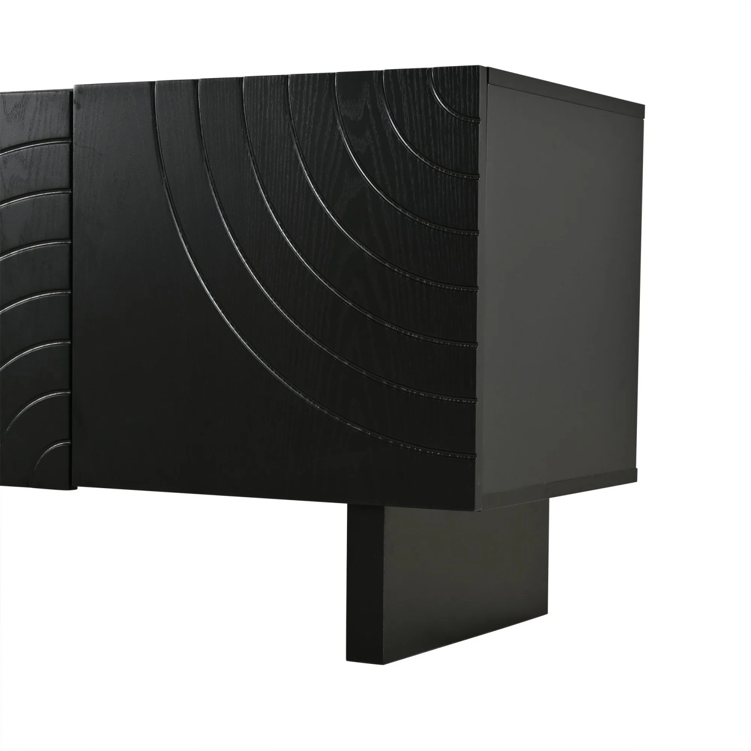 okwish TV-Bank Mit Struktur 4 Türen Wohnzimmer 180x40x55cm Schwarz_8