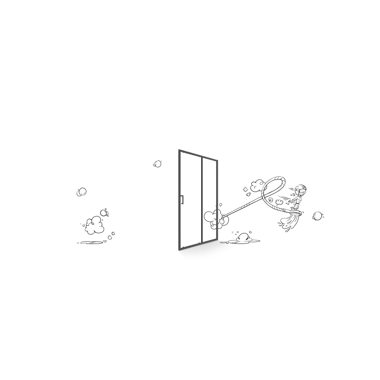 baliv Dusch-Schiebetür DUK-120.91T, 120 cm, Schwarz, mit Reinigungskraft Illustration.