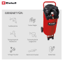 Roter Einhell Kompressor TH-AC 240/50/10 OF mit Zubehör-Icons für Werkzeuge.