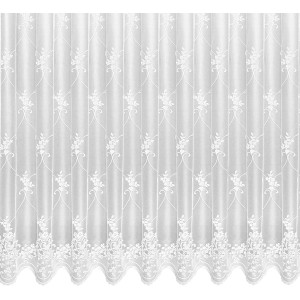 Weißer Schlaufenschal Sina 160x300 cm mit floralem Muster für Fenstervorhänge.