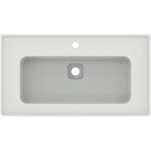 Weißer Ideal Standard Möbelwaschtisch Strada II, 84x46 cm, mit Hahnloch und Überlauf.