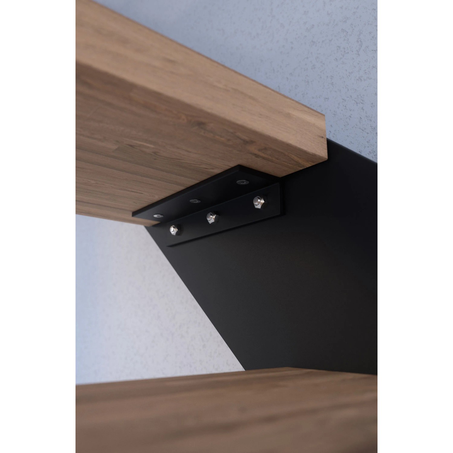 Treppe Kos 14 Stufen Eiche Rustik Natur 107 cm Design-Geländer Schwarz FSC®_4
