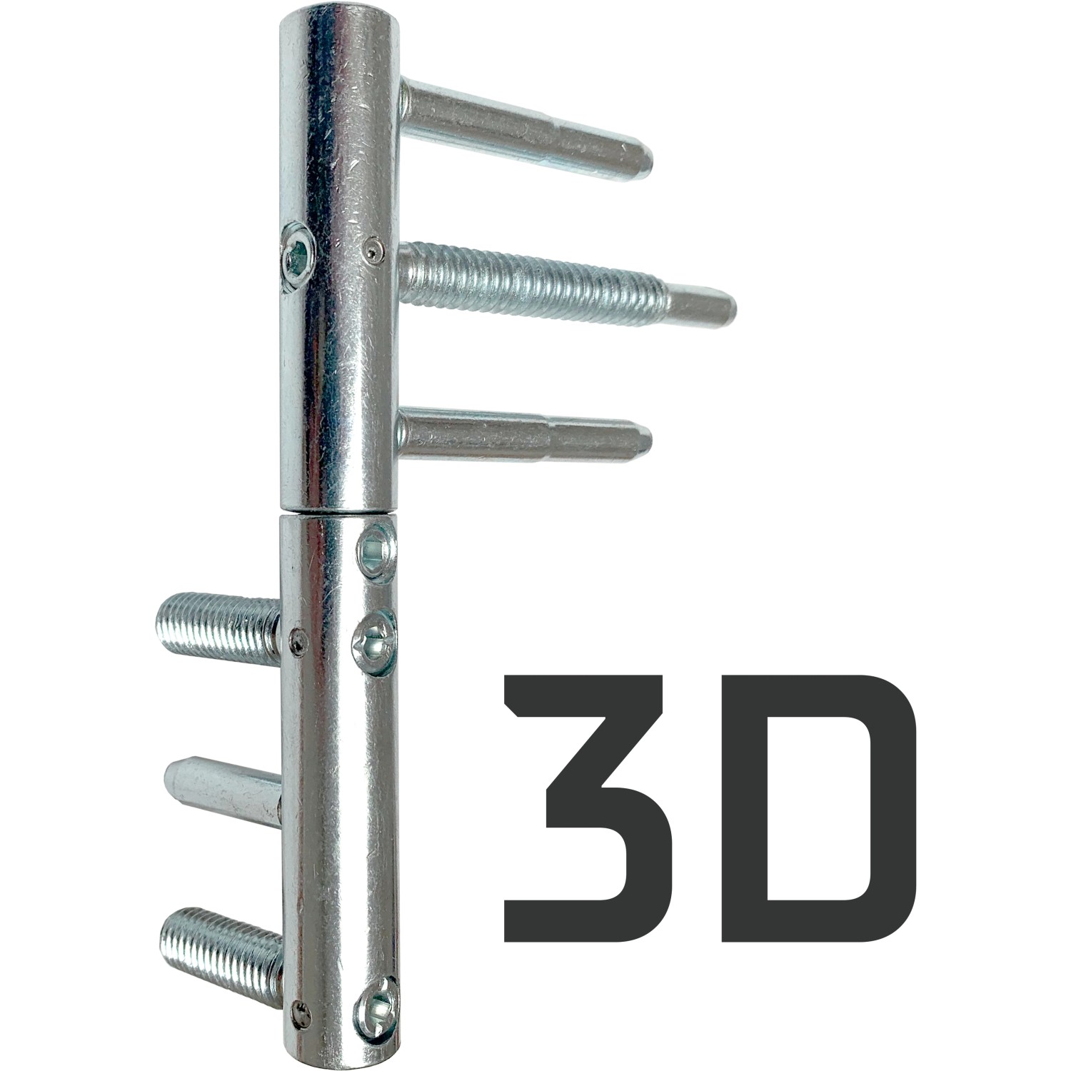 3D-verstellbares Türband für Haustüren, silberfarben.