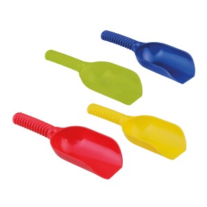 Mehrfarbige Mehlschaufel, 4-fach sortiert, für Spiel & Spaß im Garten oder Sandkasten.