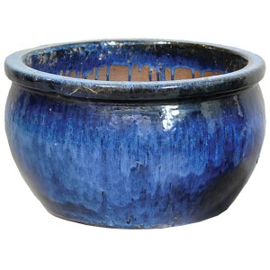 Blauer, glasierter M Collections Pflanztopf Bavaria, Ø 47 cm.