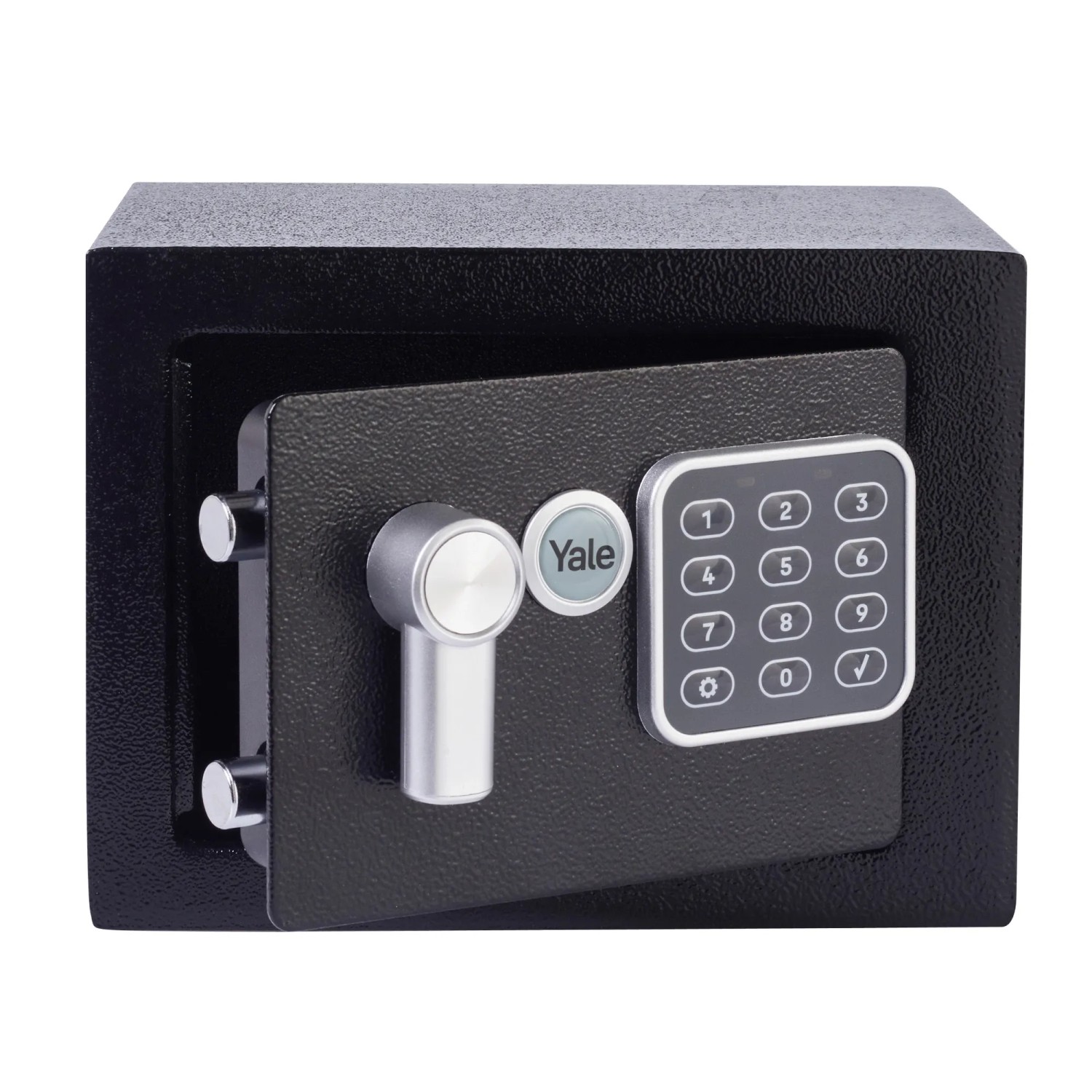 Offener, schwarzer Yale Tresor Value Safe XS mit Zahlencode-Feld und Schlüssel
