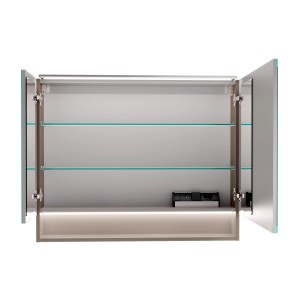 Offener Fackelmann LED-Spiegelschrank B.Paris, 90 cm, Cubanit Grau, mit Glasablagen und Beleuchtung.