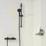Schwarzes Grohe Precision Start Brauseset mit Thermostatbatterie und Brausestange.