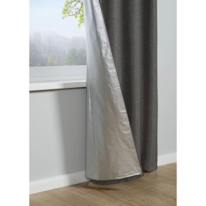 Silbergrauer Bennetti Schal mit Klettband als Fenstervorhang mit Thermobeschichtung, 135x230 cm.