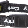 Schwarzes Jollypaw Kätzchenhalsband aus Nylon mit Schelle und weißen "Kitty Cat" Schriftzug.