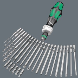 Wera Bit-Schraubendreher Kraftform Kompakt 60 RA Set, 17-teilig mit Bits und Ratschenfunktion.