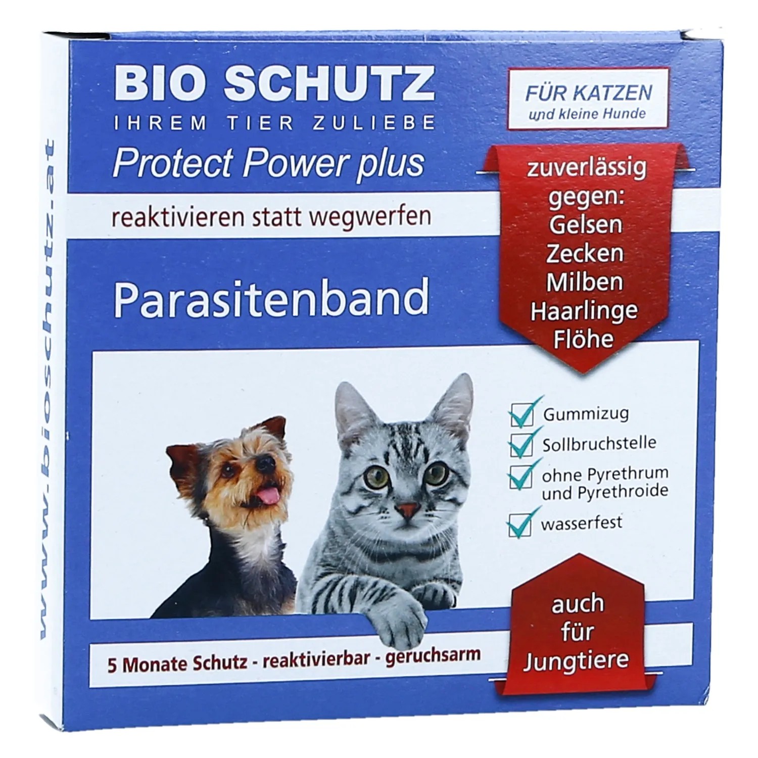 Bioschutz Parasitenband für Katzen, reflektierend, 35cm. Schutz vor Zecken und Milben.
