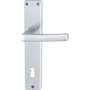 AnsaPro Langschild-Garnitur Mississippi, Aluminium silber, für Innentüren mit Buntbart-Lochung.