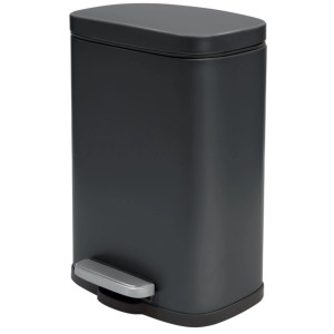 Spirella Akira Kosmetikeimer, 5 l, Schwarz Matt, mit Fußpedal und Softclose.