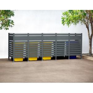 Westmann Mülltonnenverkleidung Planum Metall, 5x240 l, Anthrazit. Mülltonnenbox für 5 Tonnen.