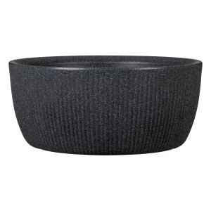 Scheurich Pflanzschale Linetto, Ø 28,6 cm, Stony Black, mit Rillenstruktur.