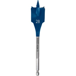 Bosch Expert Selfcut Flachfräsbohrer, Ø 28 mm, für Holz. Blauer Bohrkopf mit Zentrierspitze.