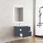 Modernes Inter Ceramic Badmöbel-Set 60 cm in Grau Matt mit Waschtisch, LED-Spiegel und offenen Schubladen.